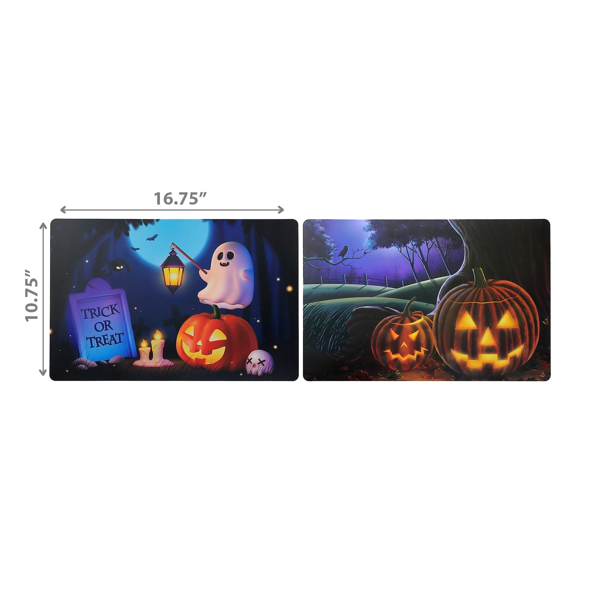 Jack-O’-Lantern Reversible Plastic Placemat Set of 12 – Halloween Table Decor