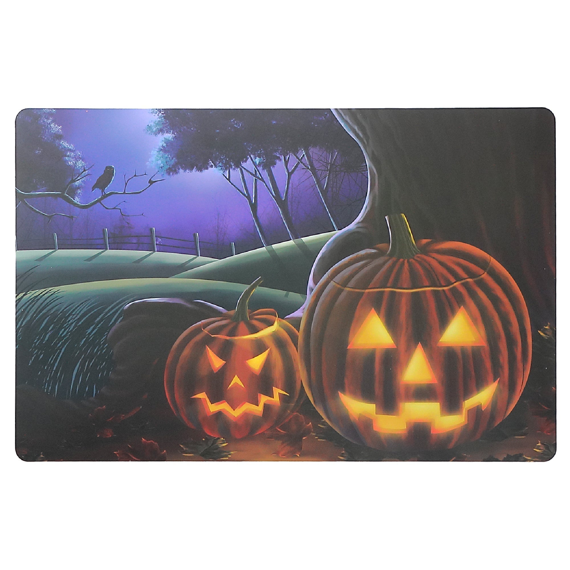 Jack-O’-Lantern Reversible Plastic Placemat Set of 12 – Halloween Table Decor