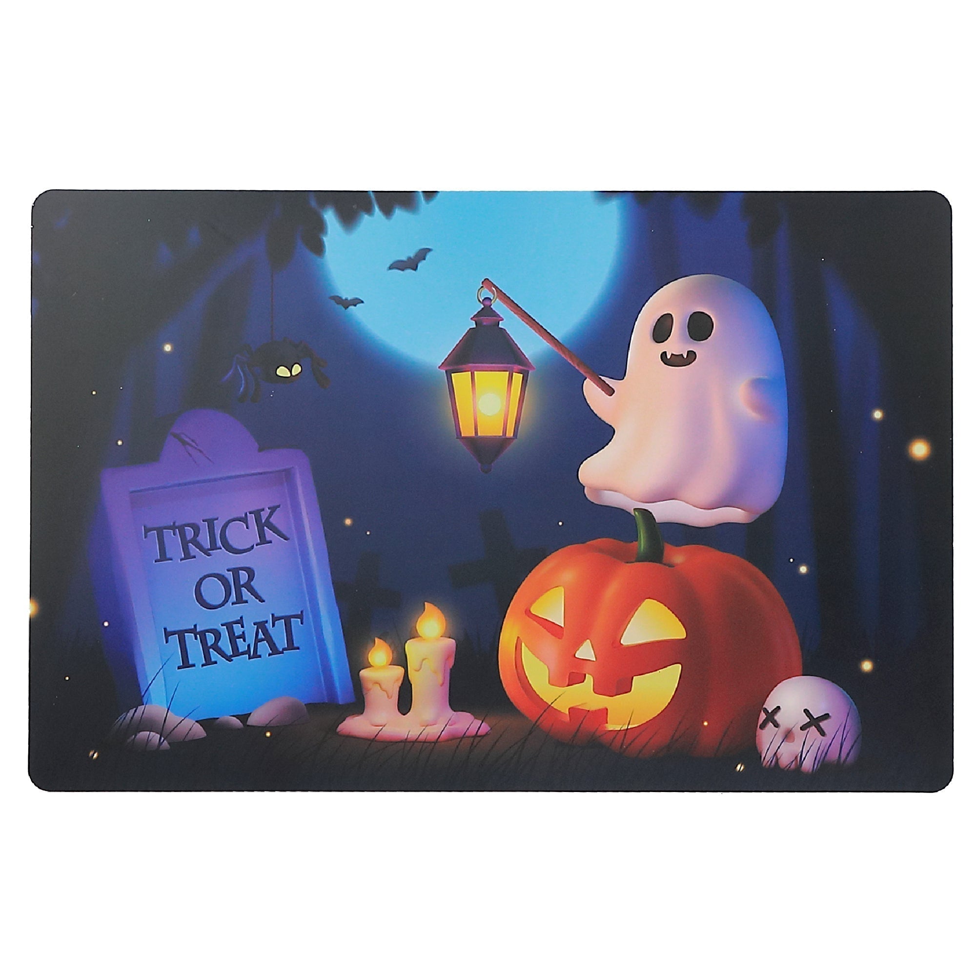 Jack-O’-Lantern Reversible Plastic Placemat Set of 12 – Halloween Table Decor