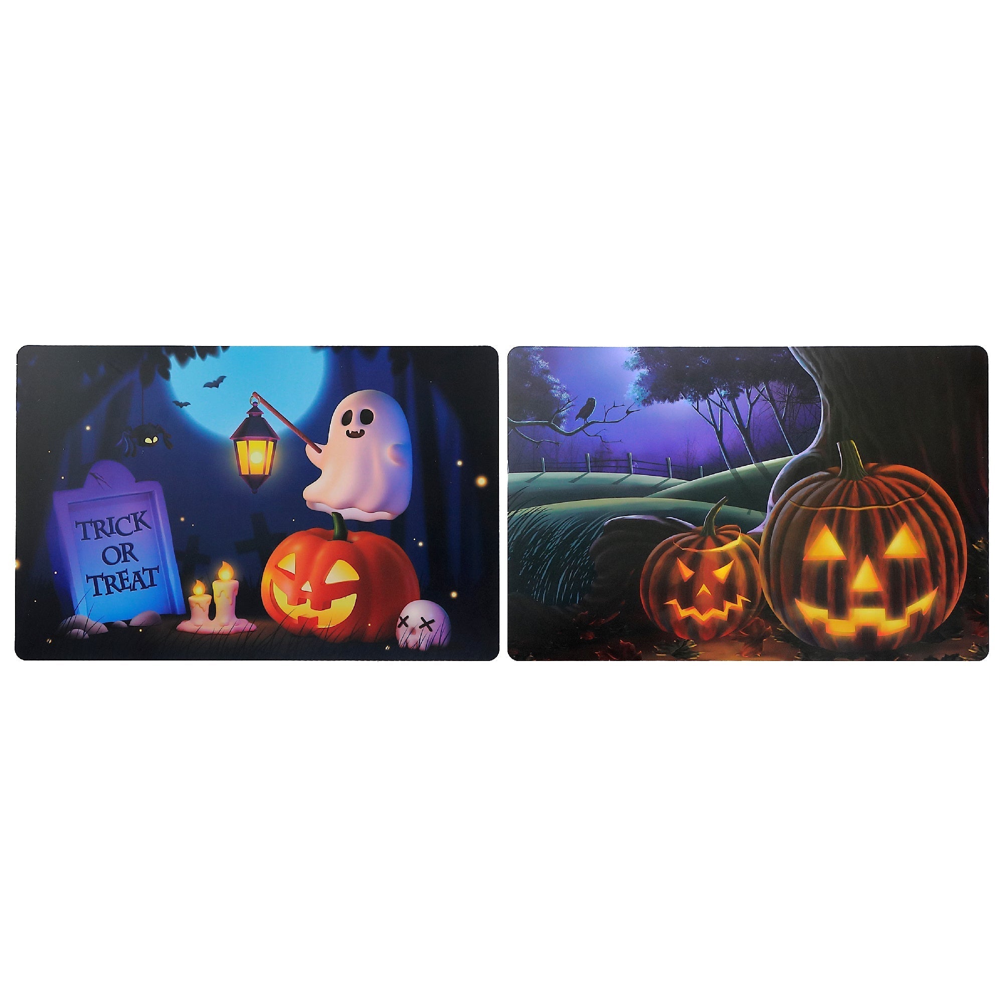 Jack-O’-Lantern Reversible Plastic Placemat Set of 12 – Halloween Table Decor