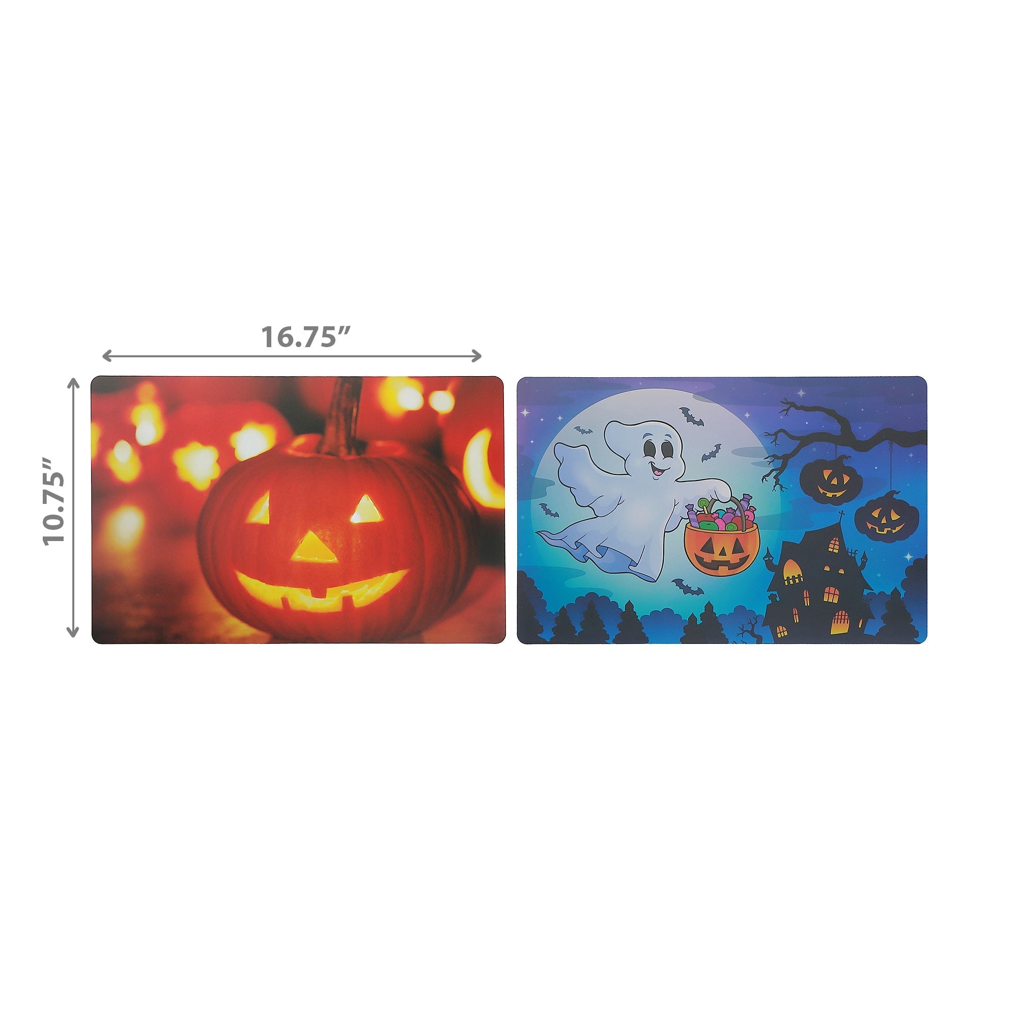 Flying Ghost & Jack O’Lantern Reversible Plastic Placemat Set of 12 – Halloween Table Decor