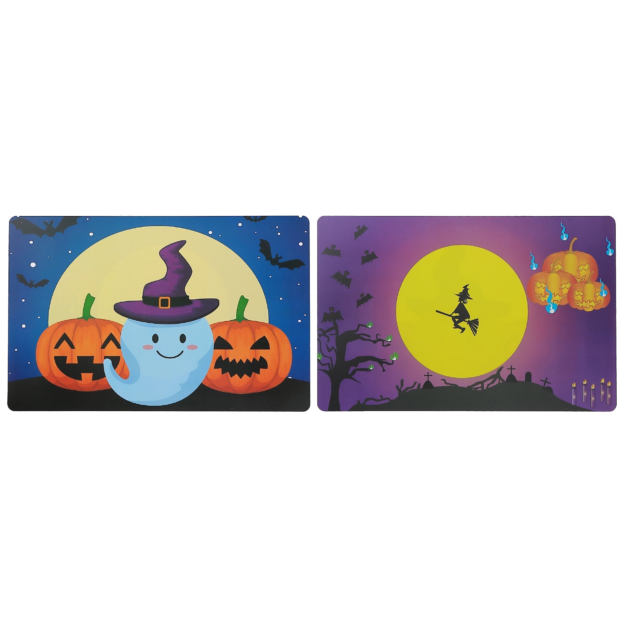 Ghost & Witch Reversible Plastic Placemat Set of 12 – Halloween Table Decor