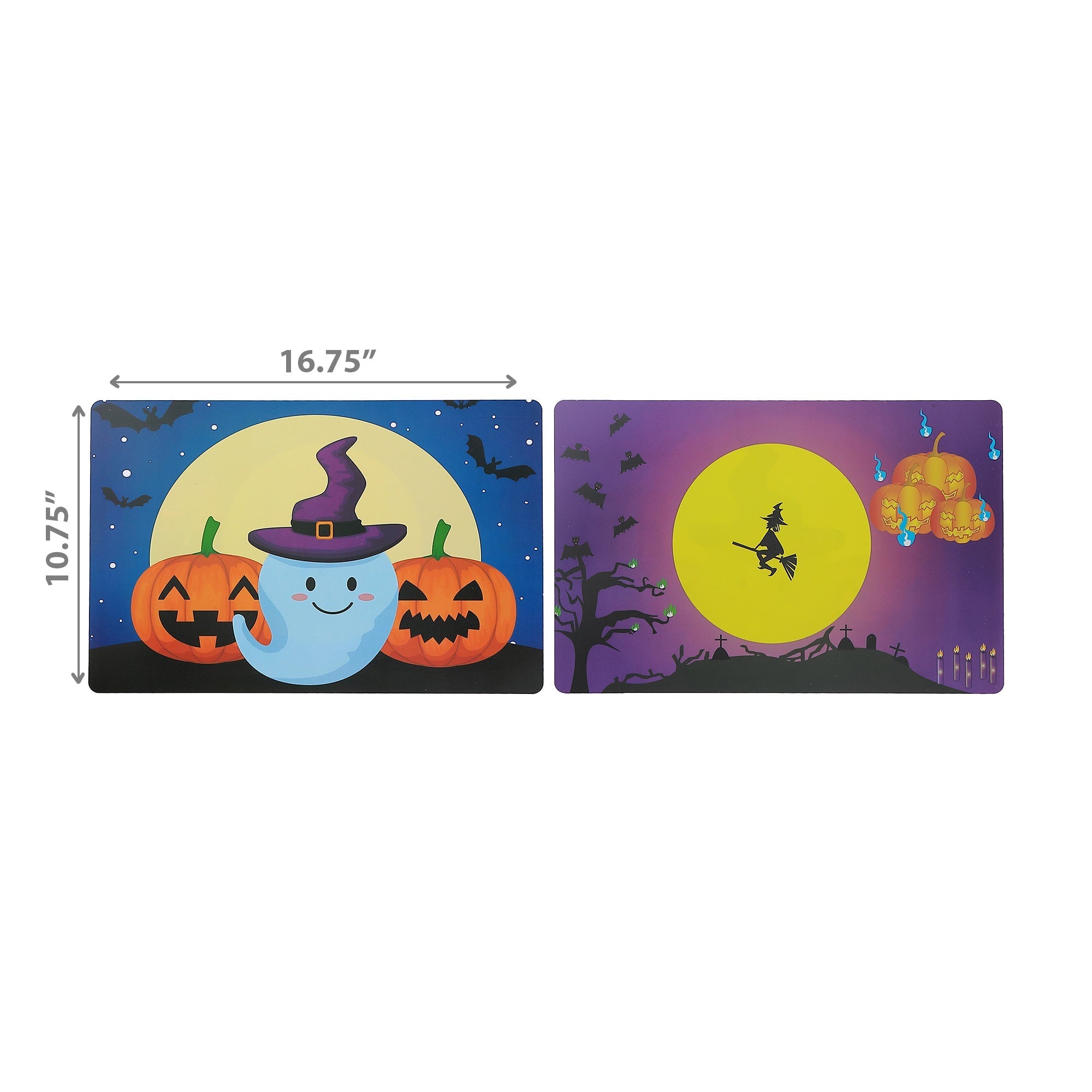 Ghost & Witch Reversible Plastic Placemat Set of 12 – Halloween Table Decor