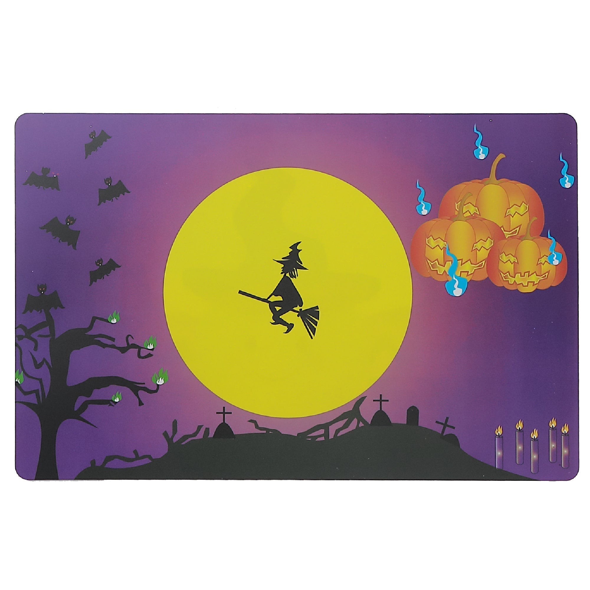 Ghost & Witch Reversible Plastic Placemat Set of 12 – Halloween Table Decor