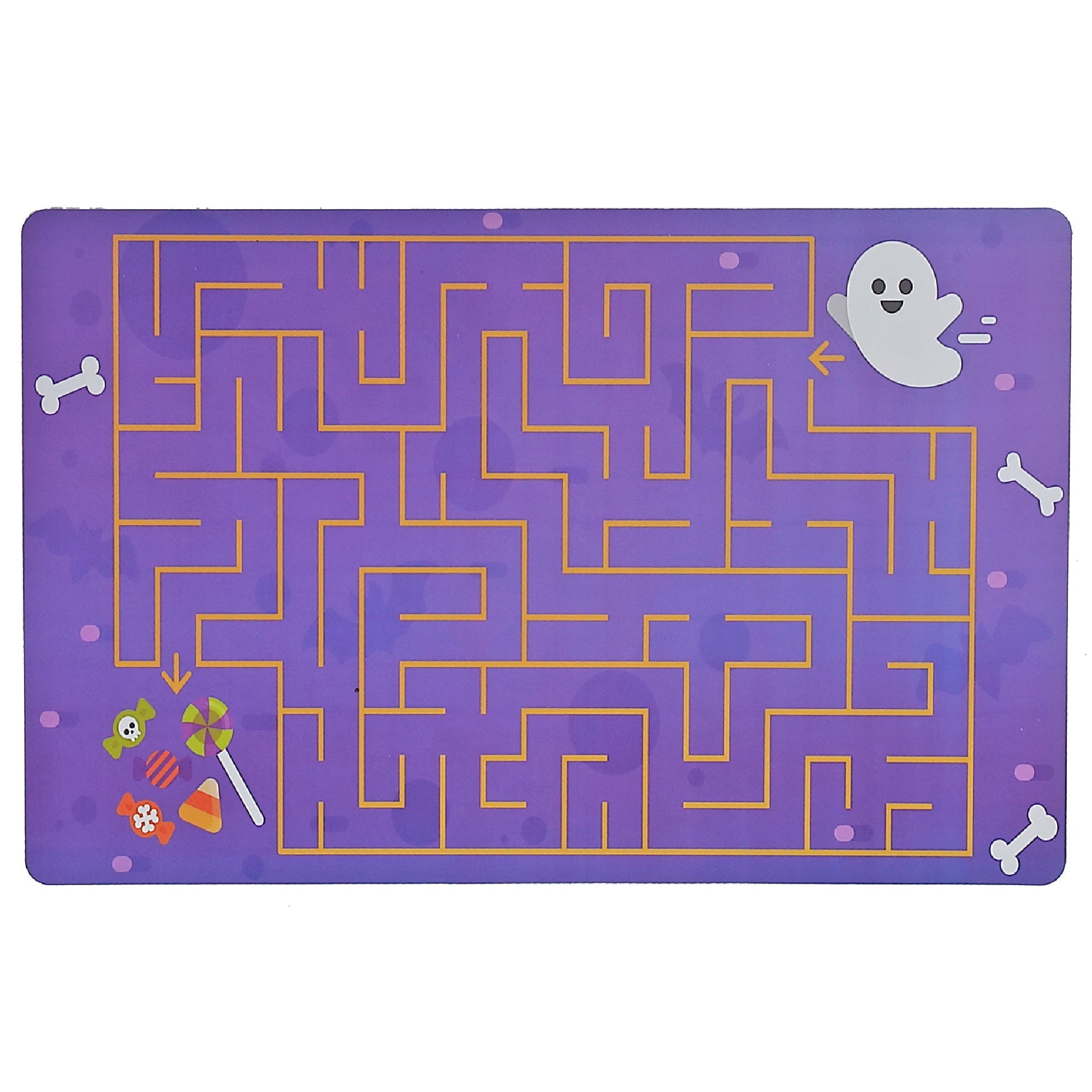 Flying Ghost & Pac-Man Reversible Plastic Placemat Set of 12 – Halloween Table Decor