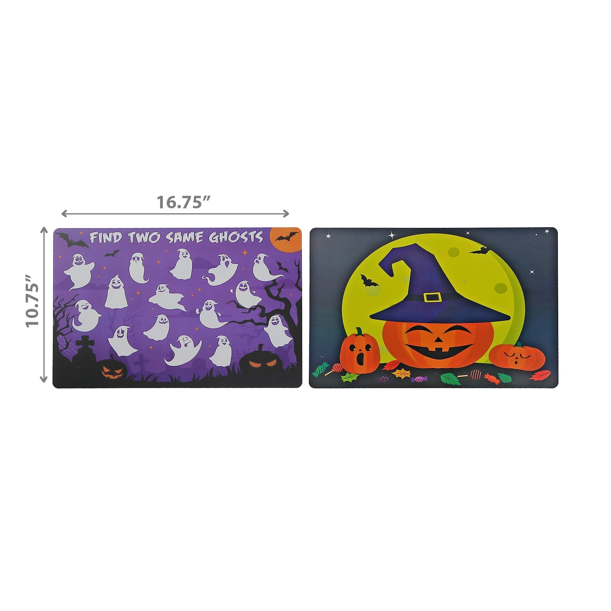 Multi Ghost & Pumpkin Reversible Plastic Placemat Set of 12 – Halloween Table Decor
