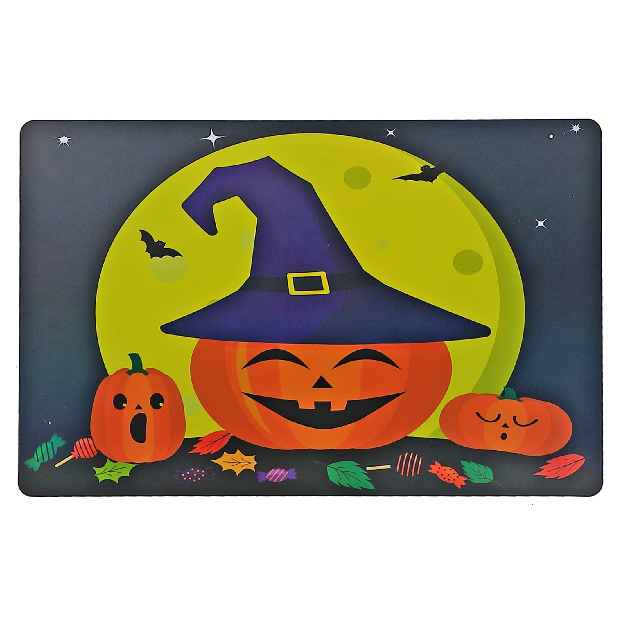 Multi Ghost & Pumpkin Reversible Plastic Placemat Set of 12 – Halloween Table Decor