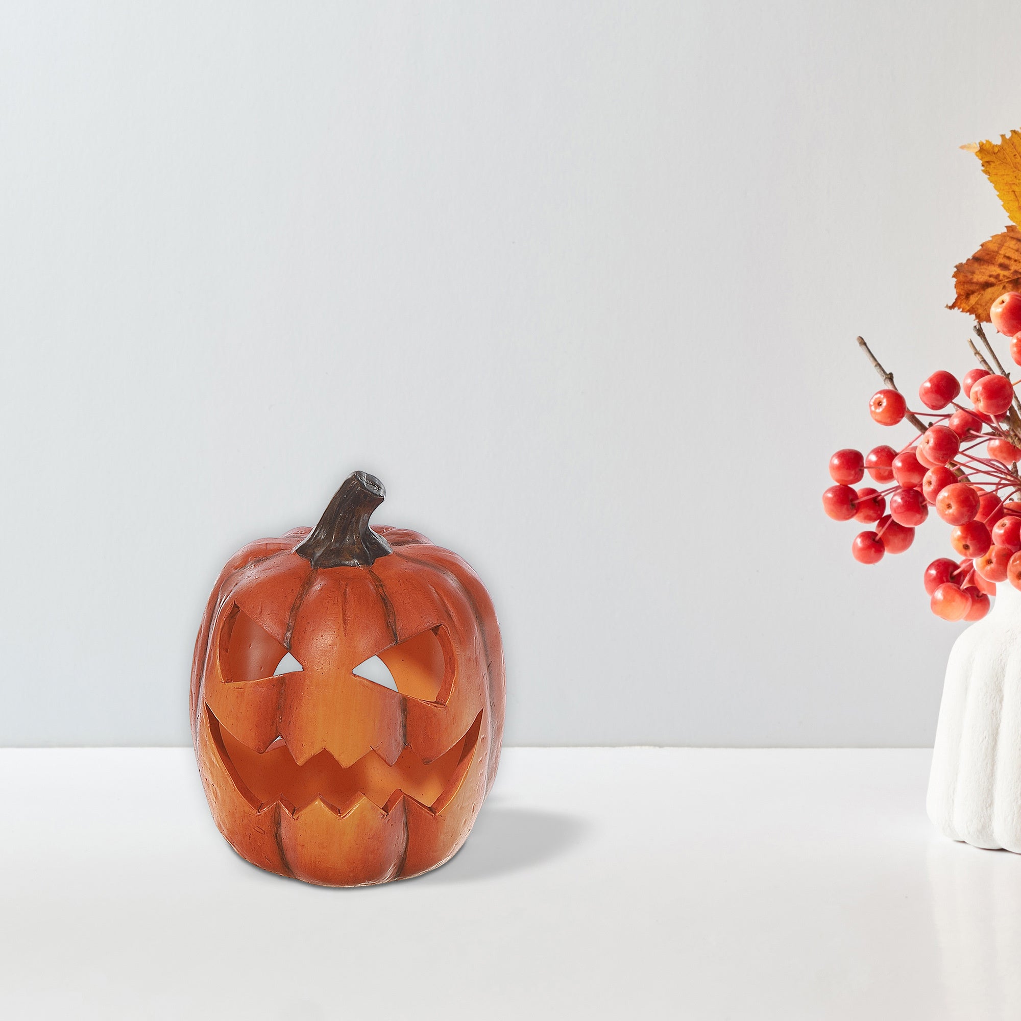 Terracotta Pumpkin Tea Light Candle Holder, Autumn Decor, Halloween Table Accent, Fall Holiday Decoration