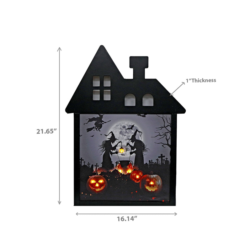 Led Pvc House Frame Wall Art (Witches And Pumpkins)