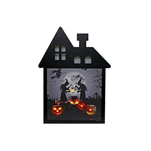Led Pvc House Frame Wall Art (Witches And Pumpkins)
