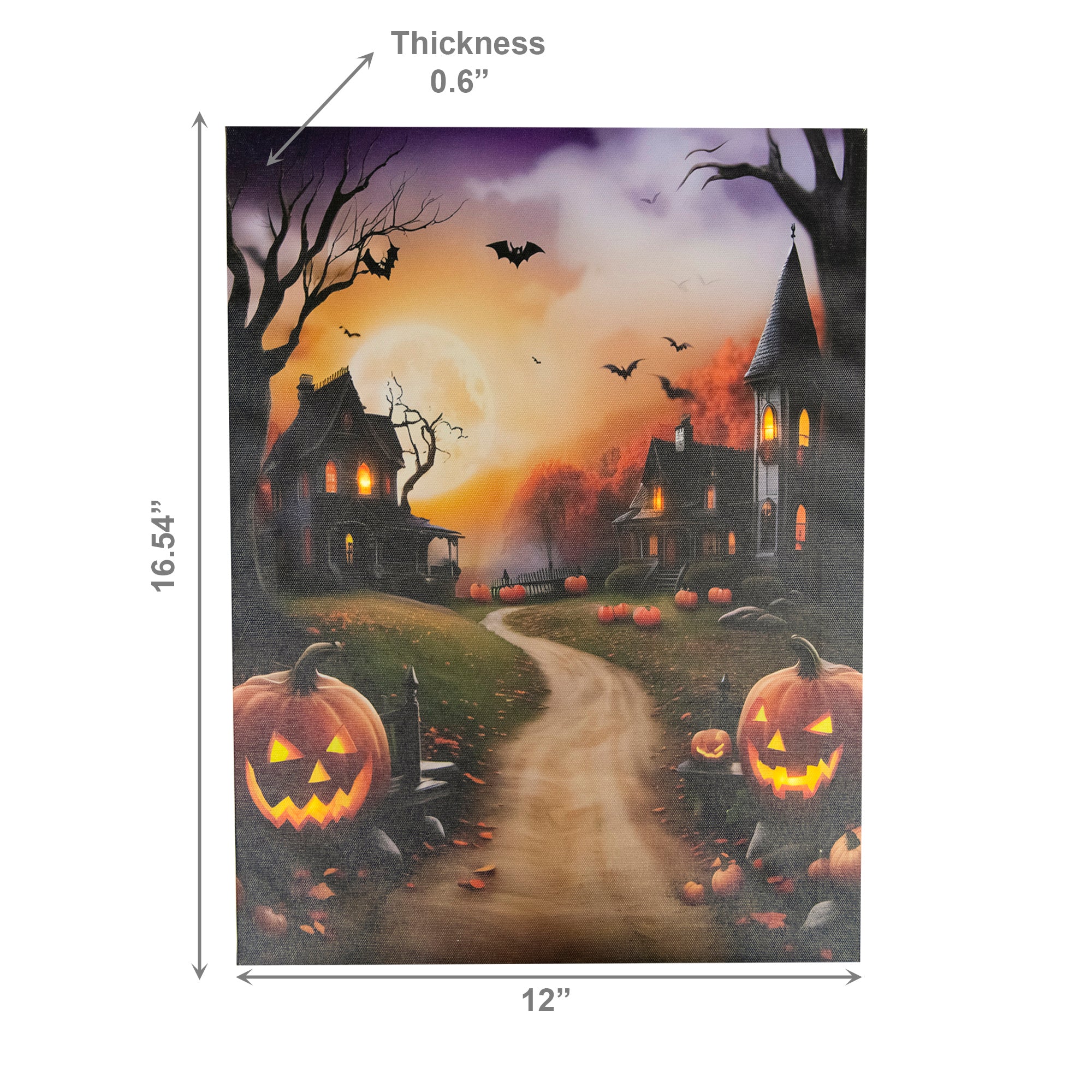 LED Canvas Wall Art Orange Sky Street Pumpkin, Fall Harvest, Wall Decor, Holiday Decor- Set of 2