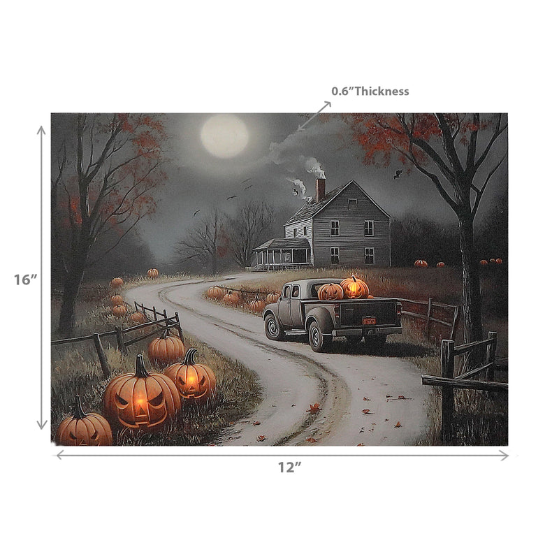 Led Canvas Wall Art (Spooky Driveway)