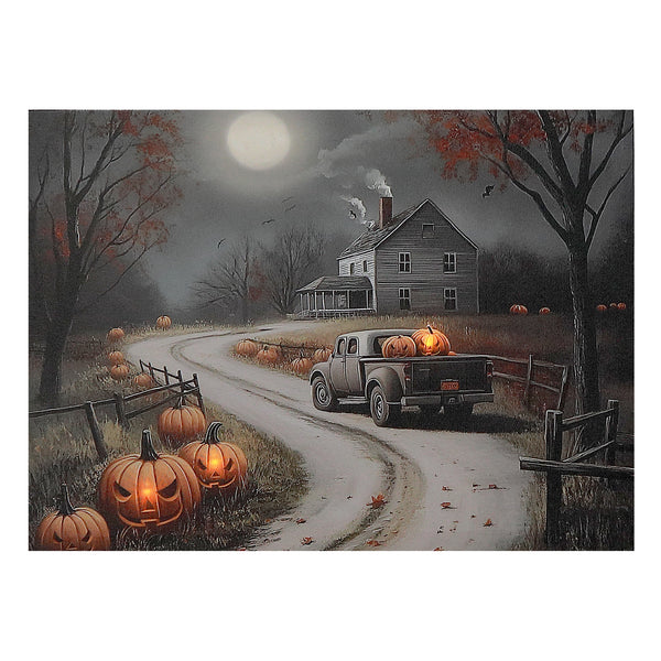 Led Canvas Wall Art (Spooky Driveway)