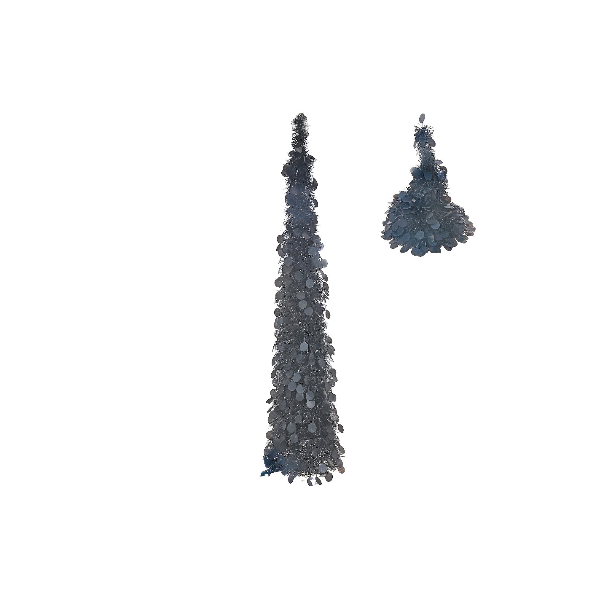 Black Pop-Up Halloween Tinsel Tree with Stand – Halloween Tabletop Decor, Spooky Indoor Decoration, Seasonal Holiday Accent