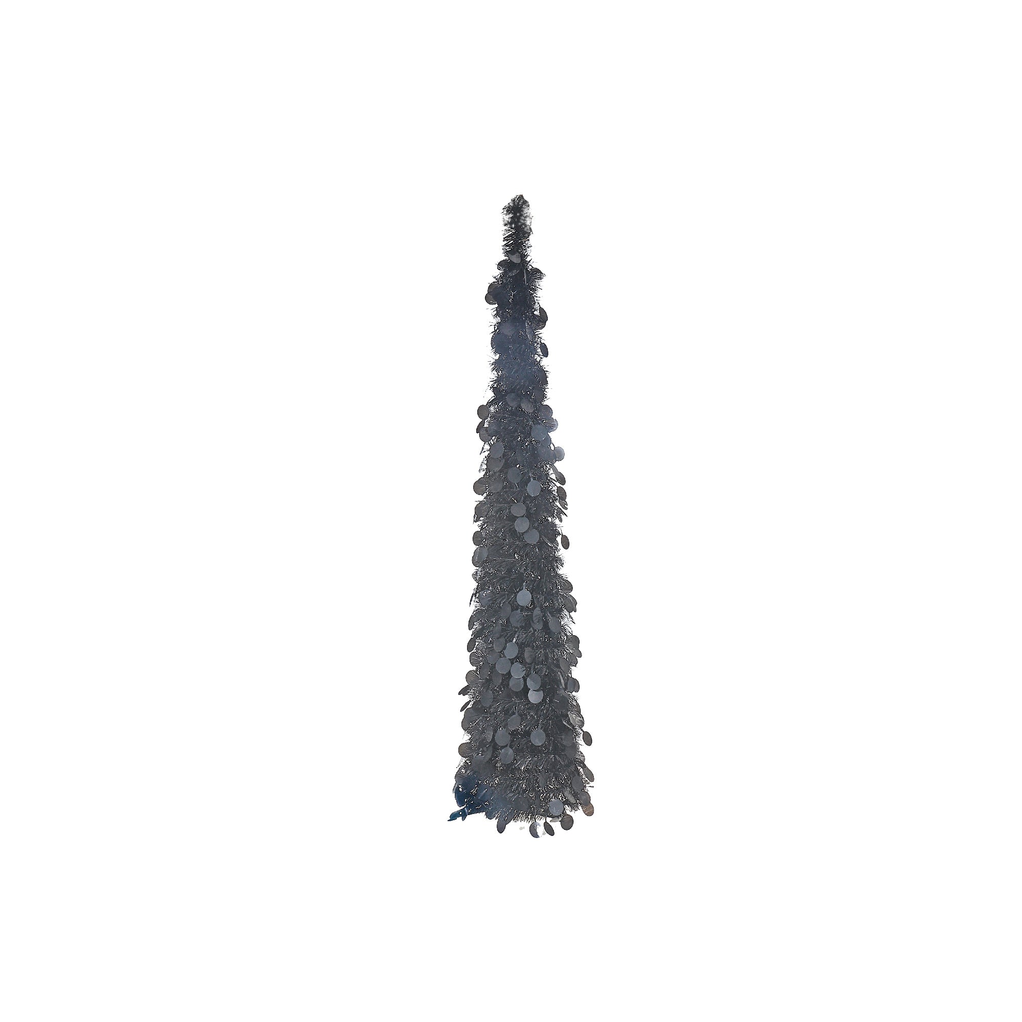Black Pop-Up Halloween Tinsel Tree with Stand – Halloween Tabletop Decor, Spooky Indoor Decoration, Seasonal Holiday Accent