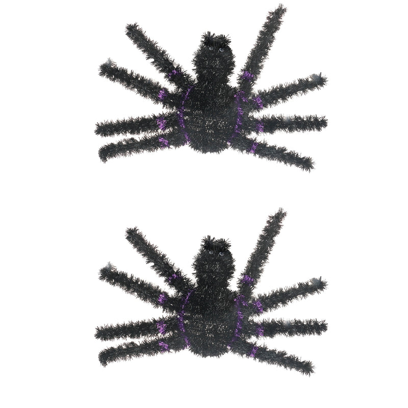 Black Spider Tinsel Ornament - Set of 2