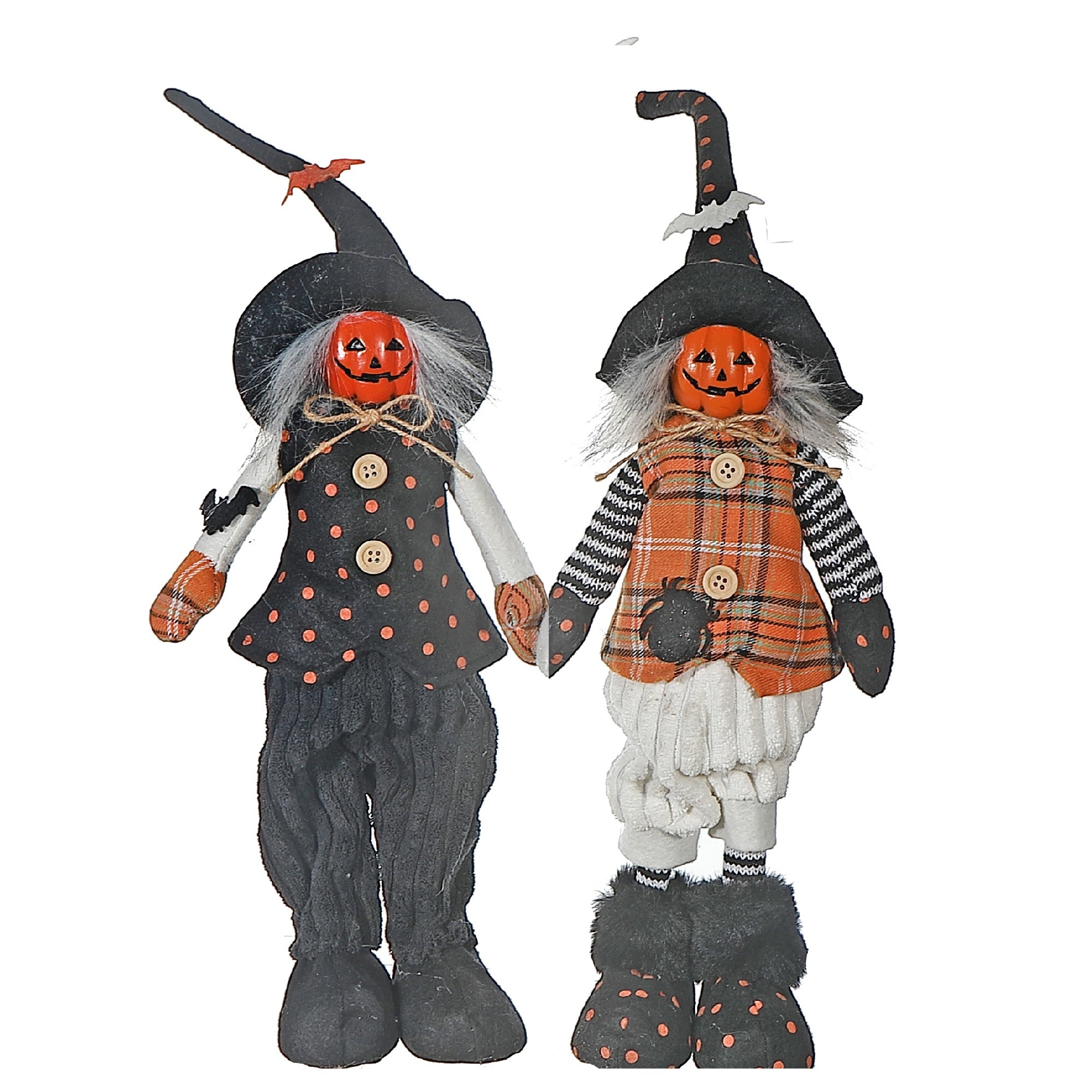 Cotton Standing Witch Figurine, Halloween Decoration, Spooky Tabletop Decor - Set Of 3
