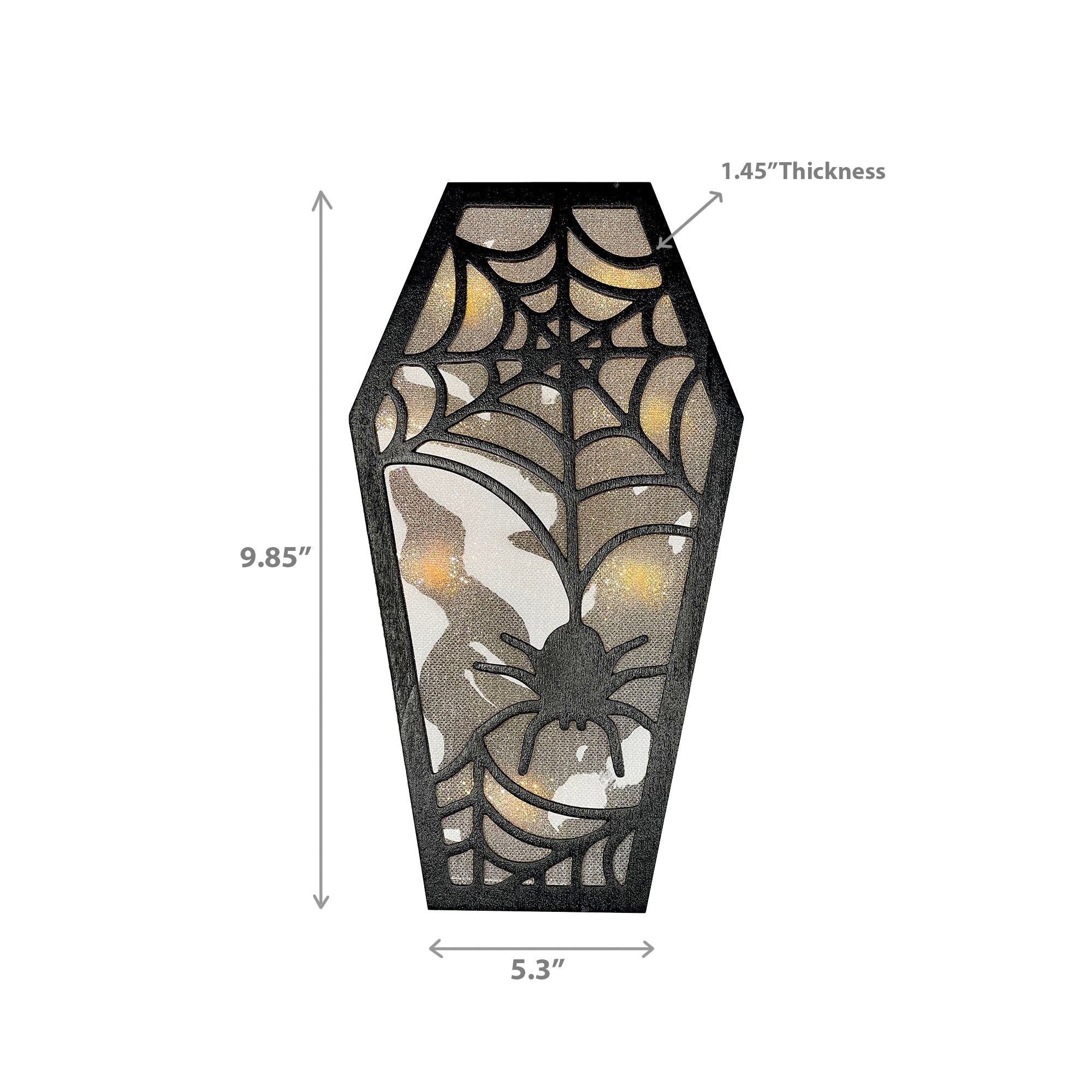 LED Coffin Decor Spider Web with Timer – Halloween Tabletop Decoration, Illuminated Spooky Accent, Seasonal Holiday Decor