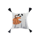 Cotton Embroidered Cushion (Ghost With Pumpkin) - Set of 2