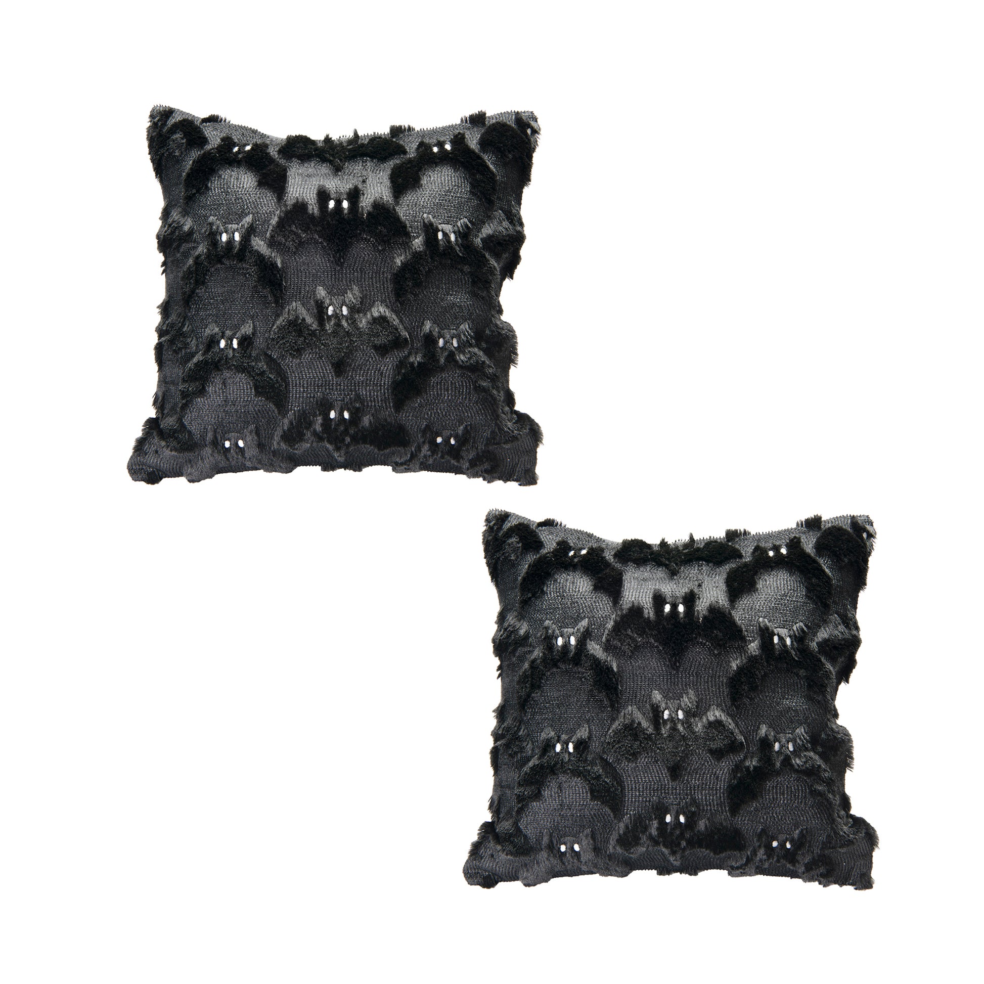 Polyester Fleece Embroidered Cushion Bats, Throw Pillow, Holiday Decor- Set of 2