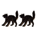 Wood Carved Halloween Black Cat - Set of 2