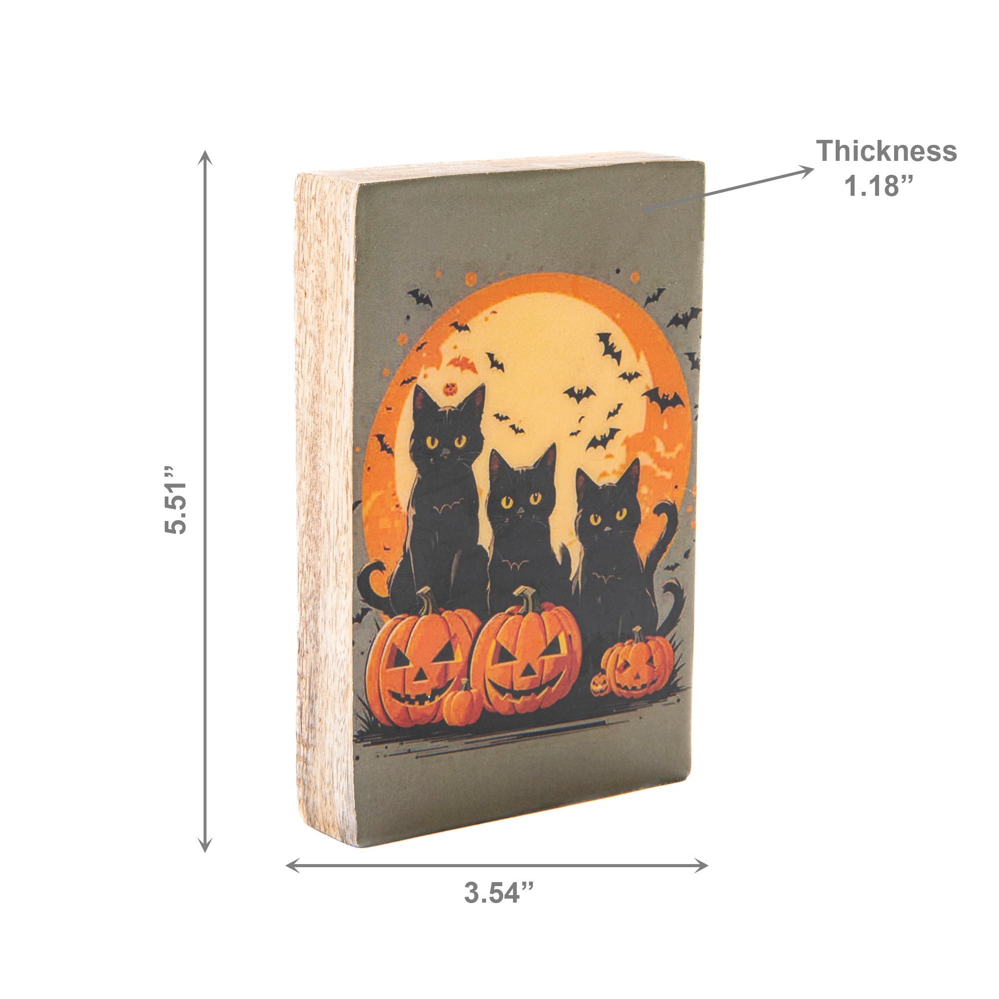 Print Block Halloween Cat & Pumpkin, Halloween, Holiday Decor