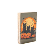 Print Block Halloween Cat & Pumpkin, Halloween, Holiday Decor