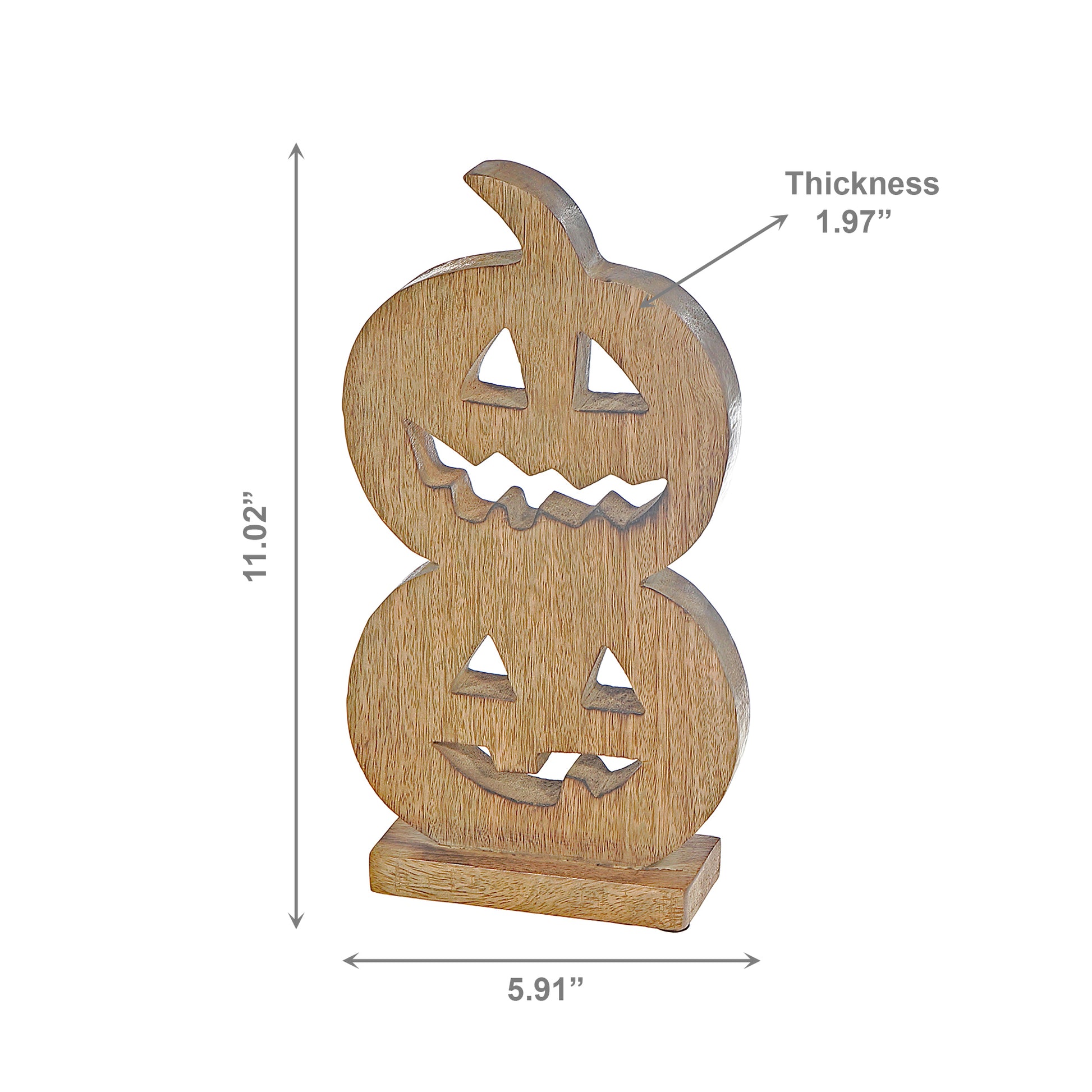 Wood Carved Double Jack-o'-Lantern Decor, Lantern, Holiday Decor