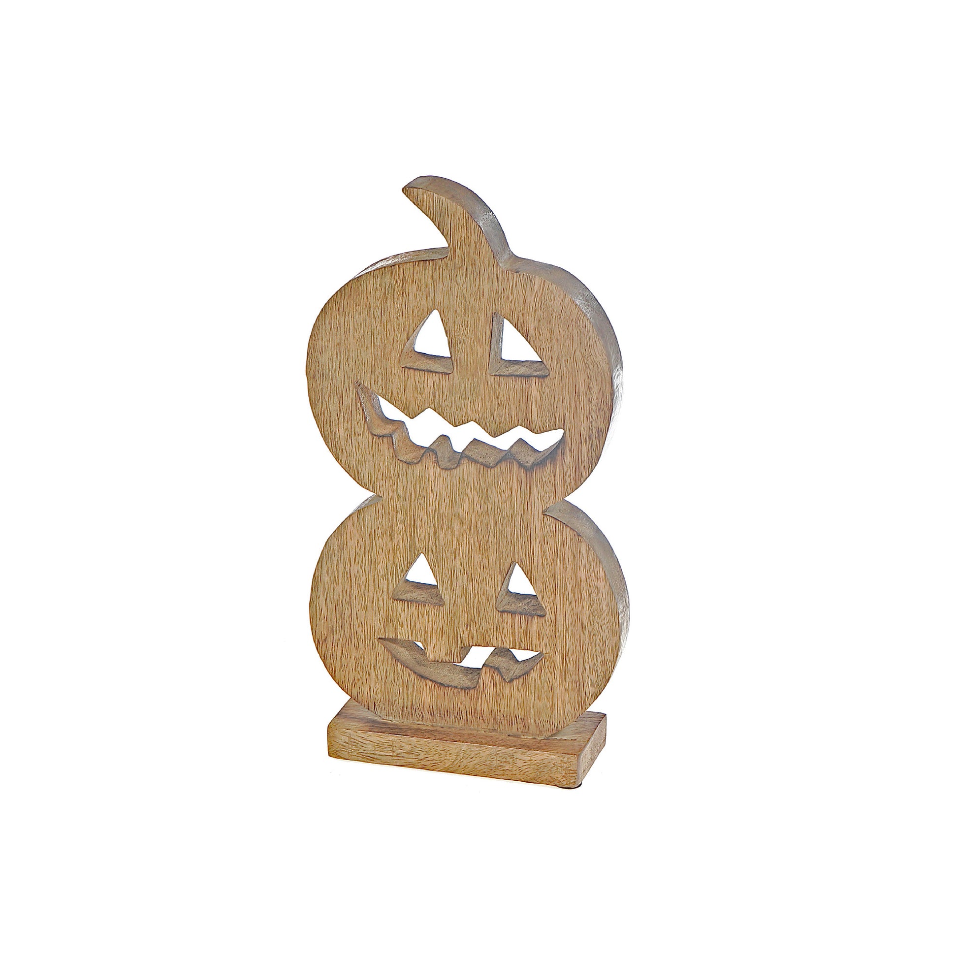 Wood Carved Double Jack-o'-Lantern Decor, Lantern, Holiday Decor