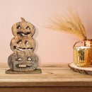 Wood Carved Triple Jack-O-Lantern Décor