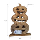 Wood Carved Triple Jack-O-Lantern Décor