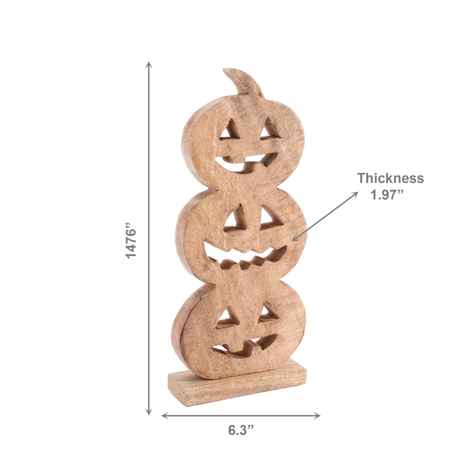 Wood Carved Triple Jack-o'-Lantern Decor, Lantern, Holiday Decor