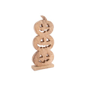 Wood Carved Triple Jack-o'-Lantern Decor, Lantern, Holiday Decor