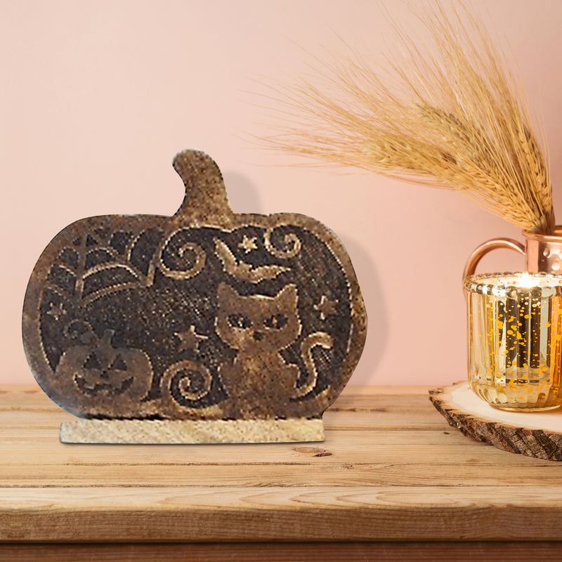Wood Carved Pumpkin Décor (Small)