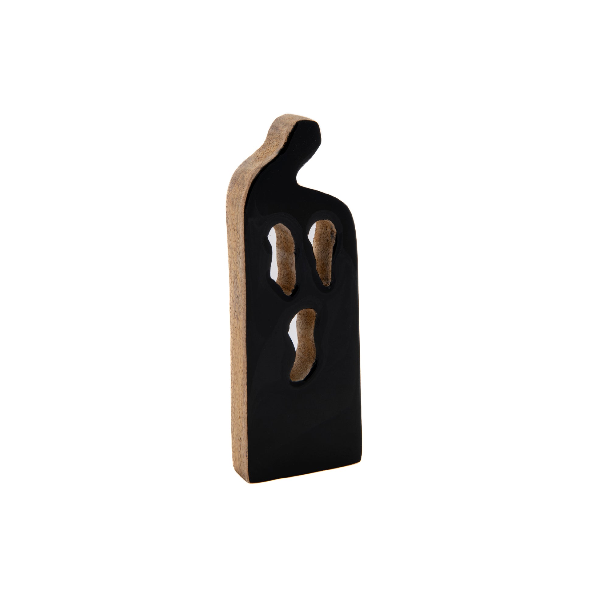 Enamel Coated Mango Wood Decor Black Ghost, Halloween, Holiday Decor- Set of 2