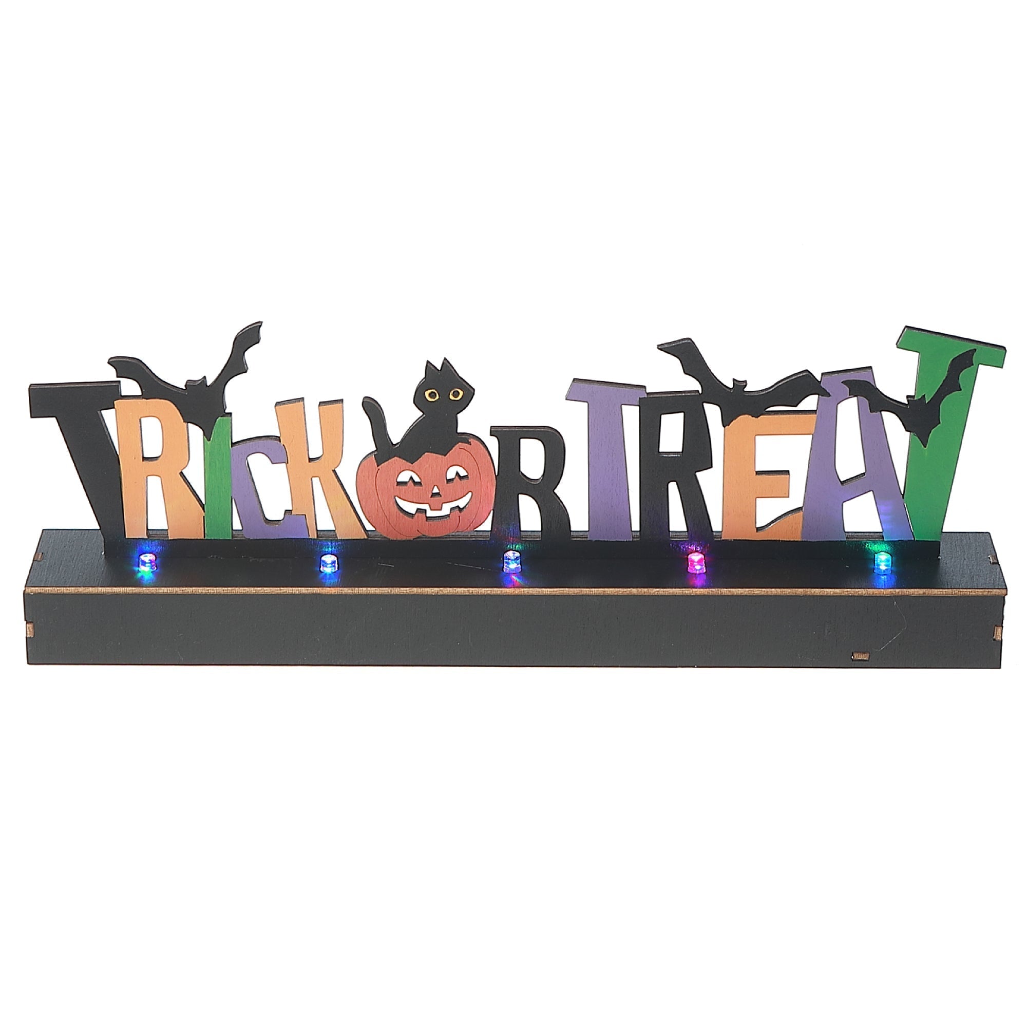 Wooden Trick-Or-Treat Halloween Decoration – Spooky Table Decor