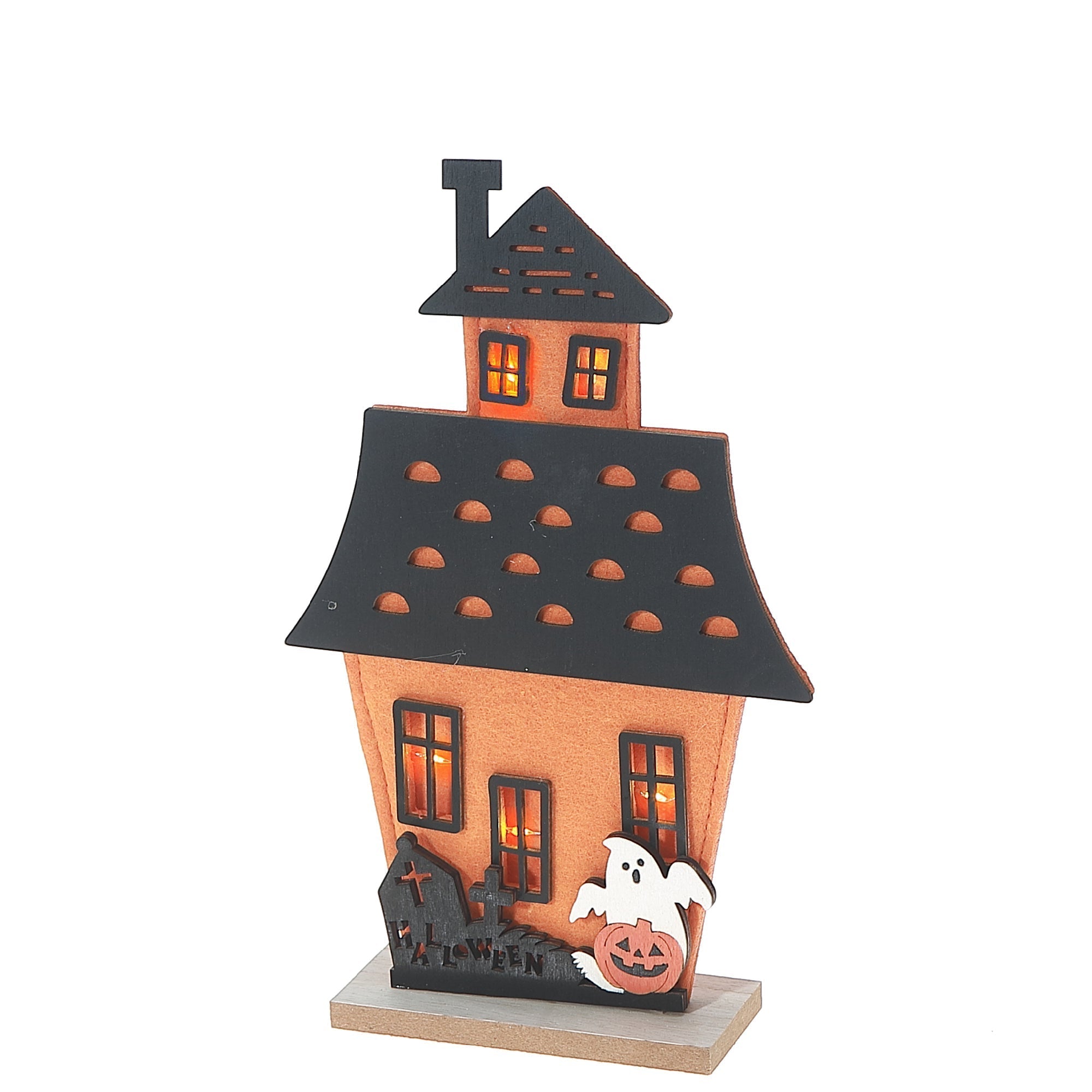 Large Ghost & Haunted Felt House Halloween Decoration – Spooky Tabletop Decor