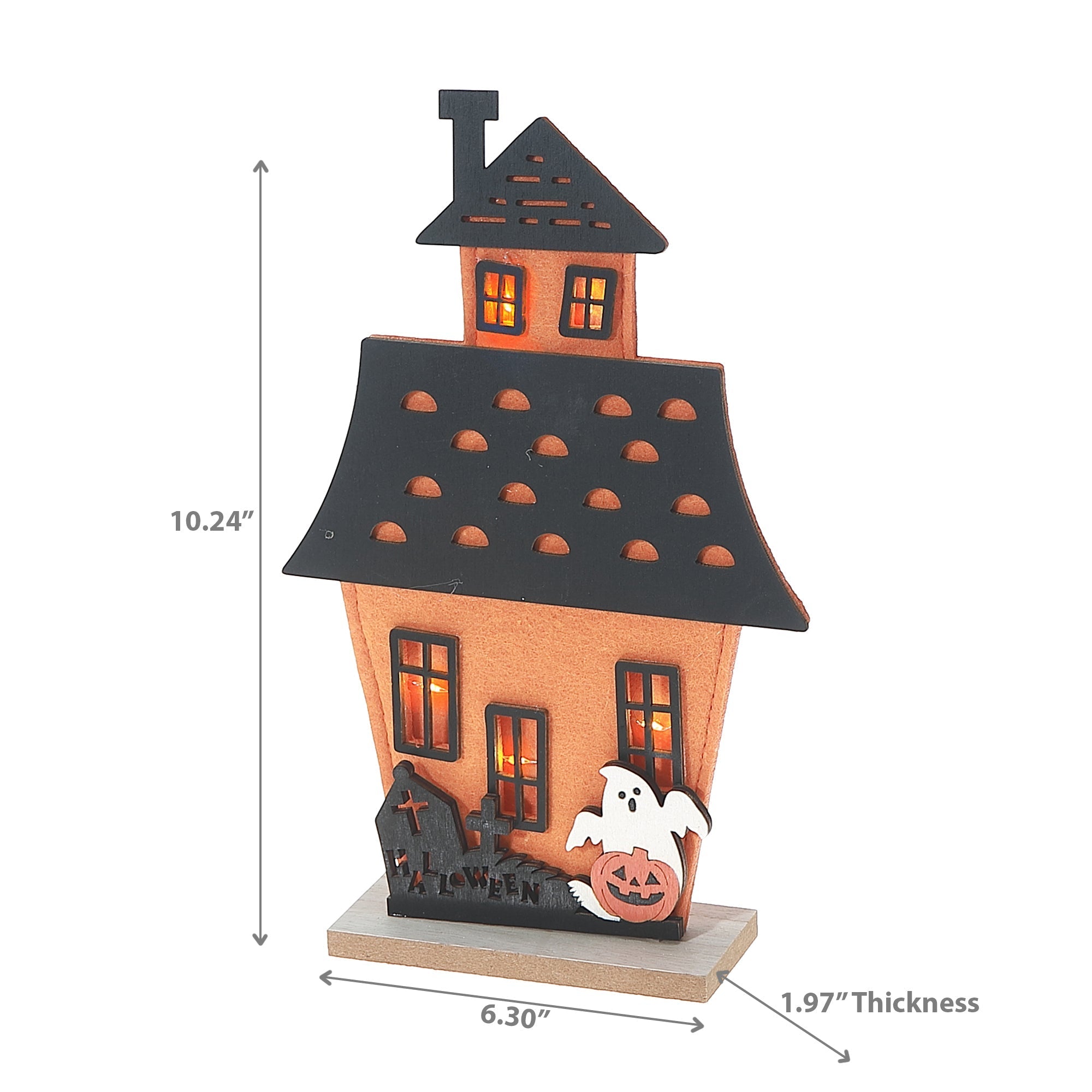 Small Ghost & Haunted Felt House Halloween Decoration – Spooky Tabletop Decor