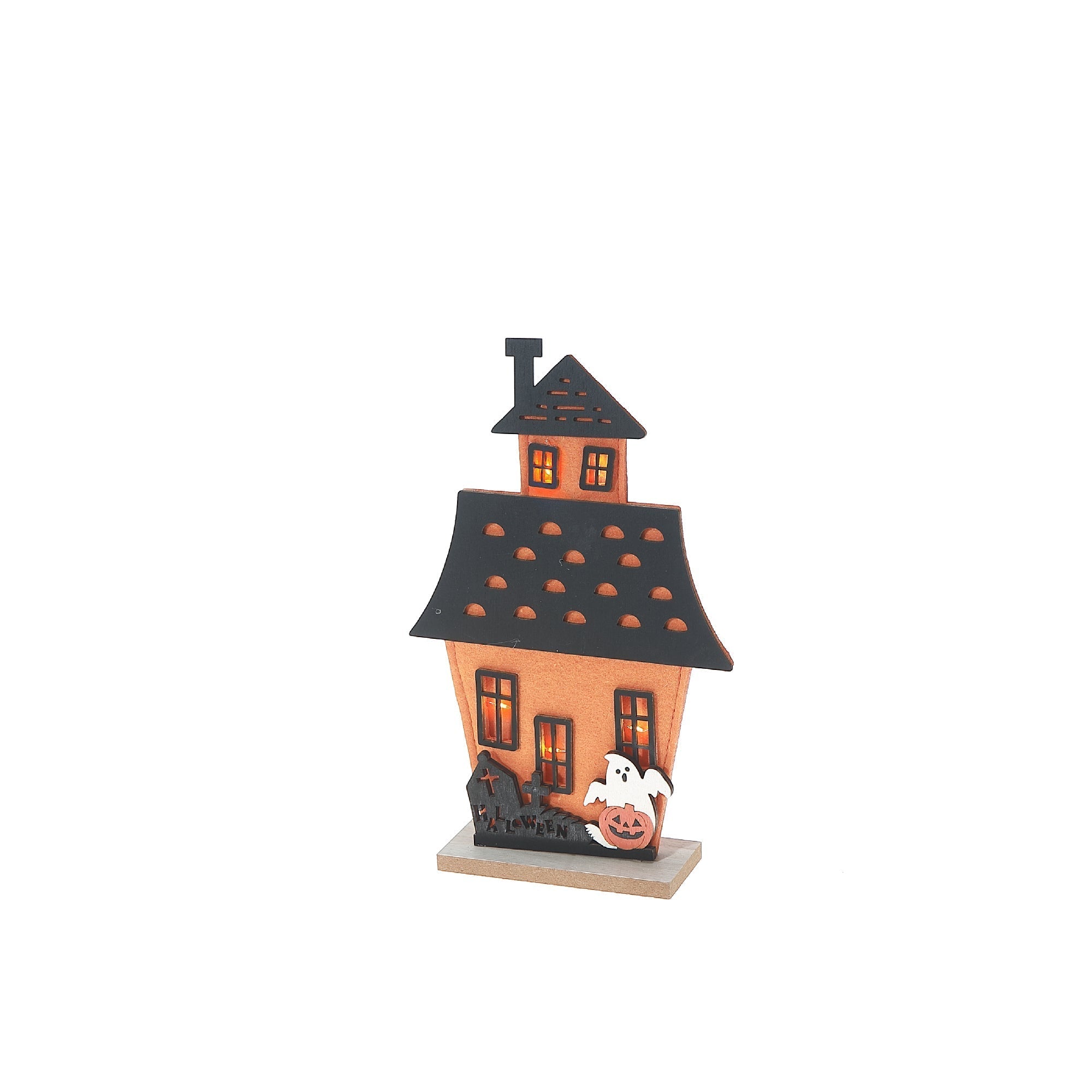 Small Ghost & Haunted Felt House Halloween Decoration – Spooky Tabletop Decor