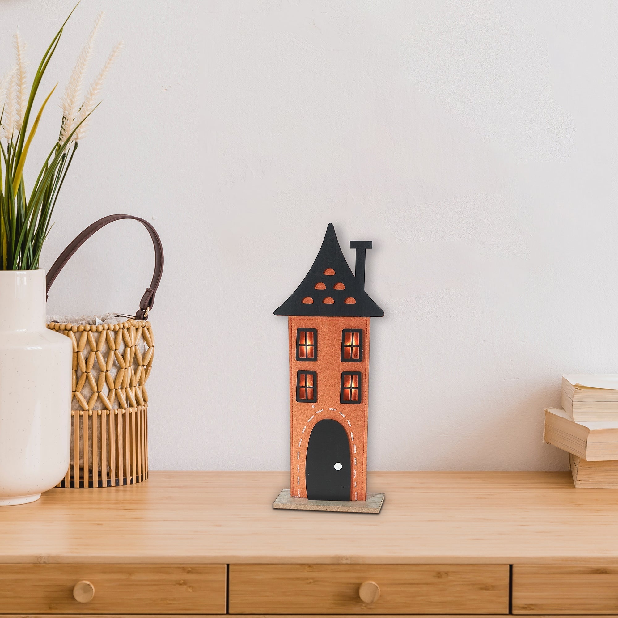 Large Haunted Felt House Halloween Decoration – Spooky Tabletop Decor, Fall Accent