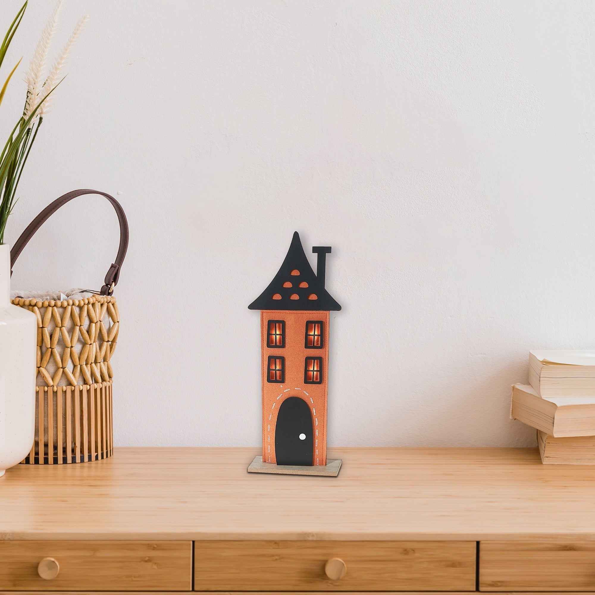 Small Haunted Felt House Halloween Decoration – Spooky Tabletop Decor, Fall Accent