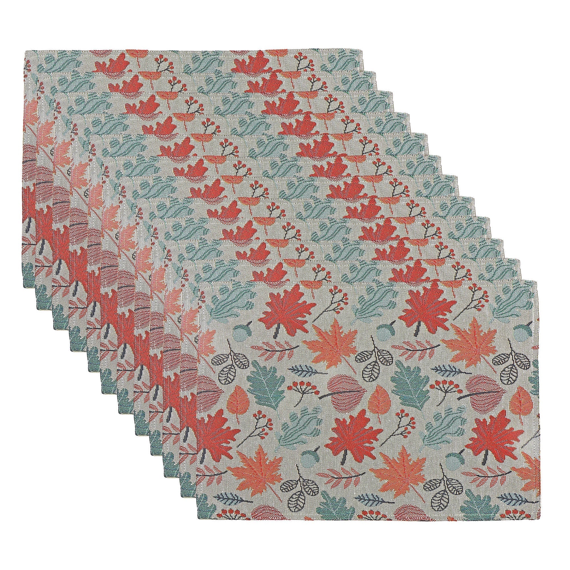 Tapestry Placemat Set of 12 Falling Leaves 13"x18" – Fall Table Decor, Thanksgiving Dining Accent, Seasonal Autumn Decoration