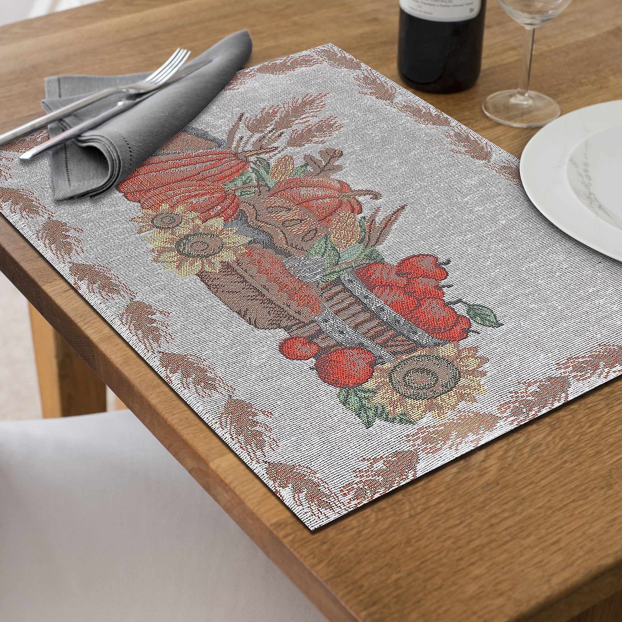 Tapestry Placemat Set of 12 Fresh Baked Pies 13"x18" – Thanksgiving Table Decor, Fall Dining Accent, Seasonal Holiday Decoration