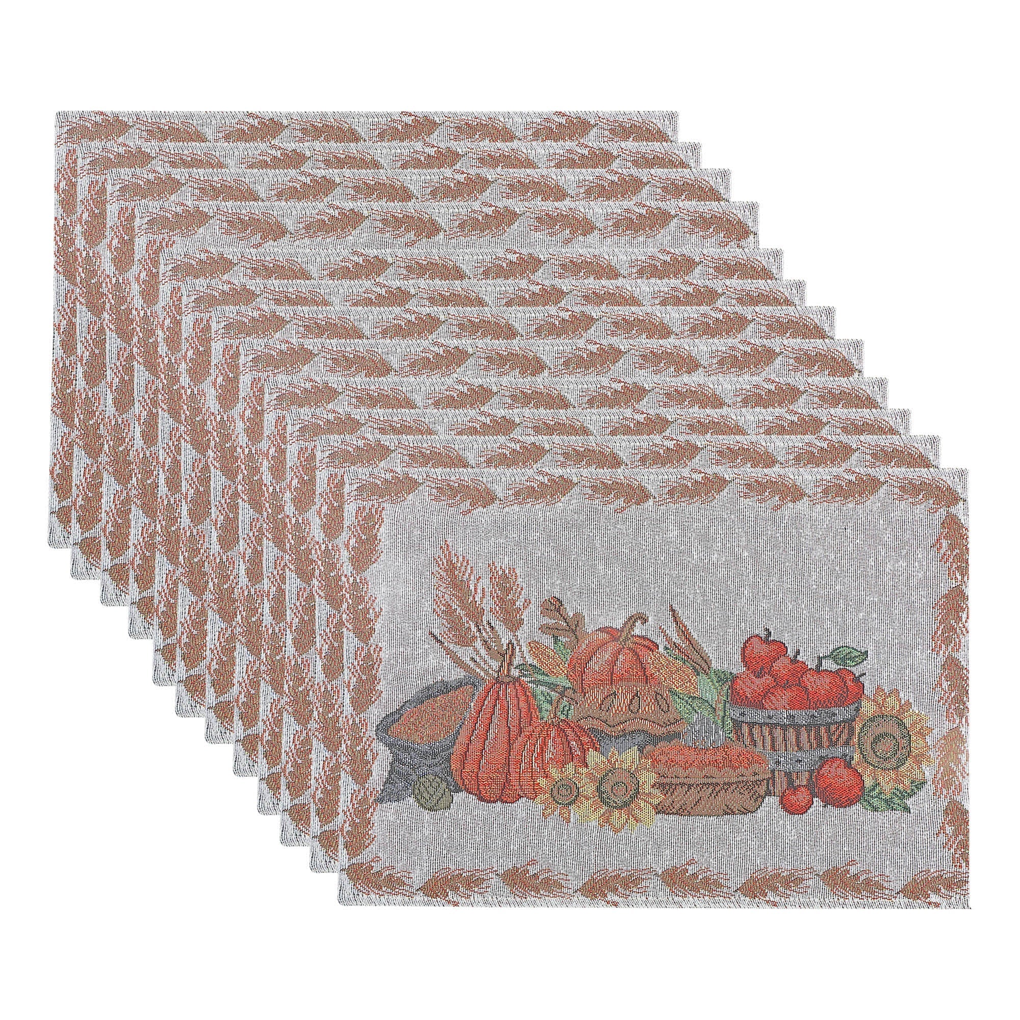 Tapestry Placemat Set of 12 Fresh Baked Pies 13"x18" – Thanksgiving Table Decor, Fall Dining Accent, Seasonal Holiday Decoration