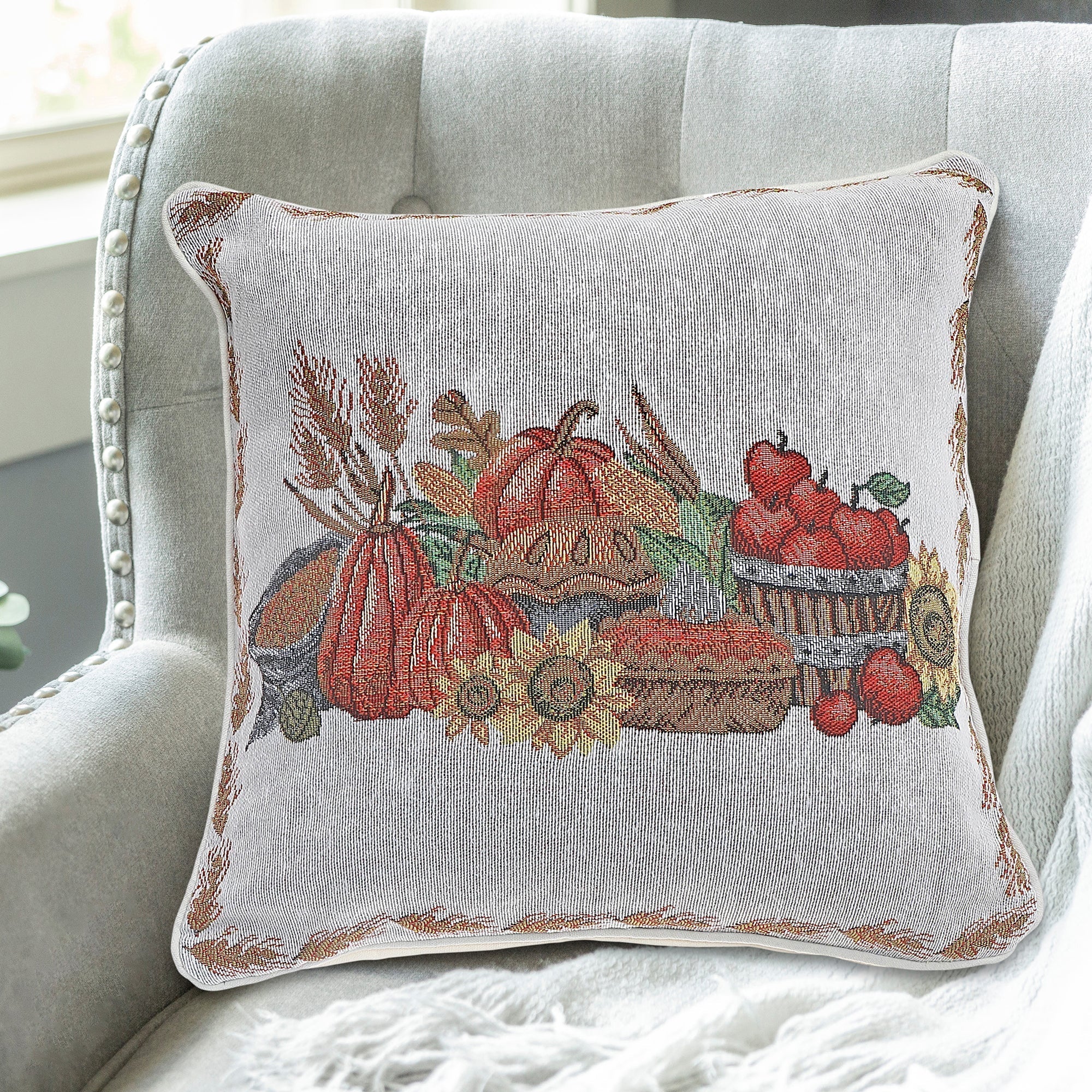 Tapestry Fresh Baked Pies Cushion 18 Inches by 18 Inches - Set of 2, Christmas Pillow, Kitchen Decor, Holiday Throw