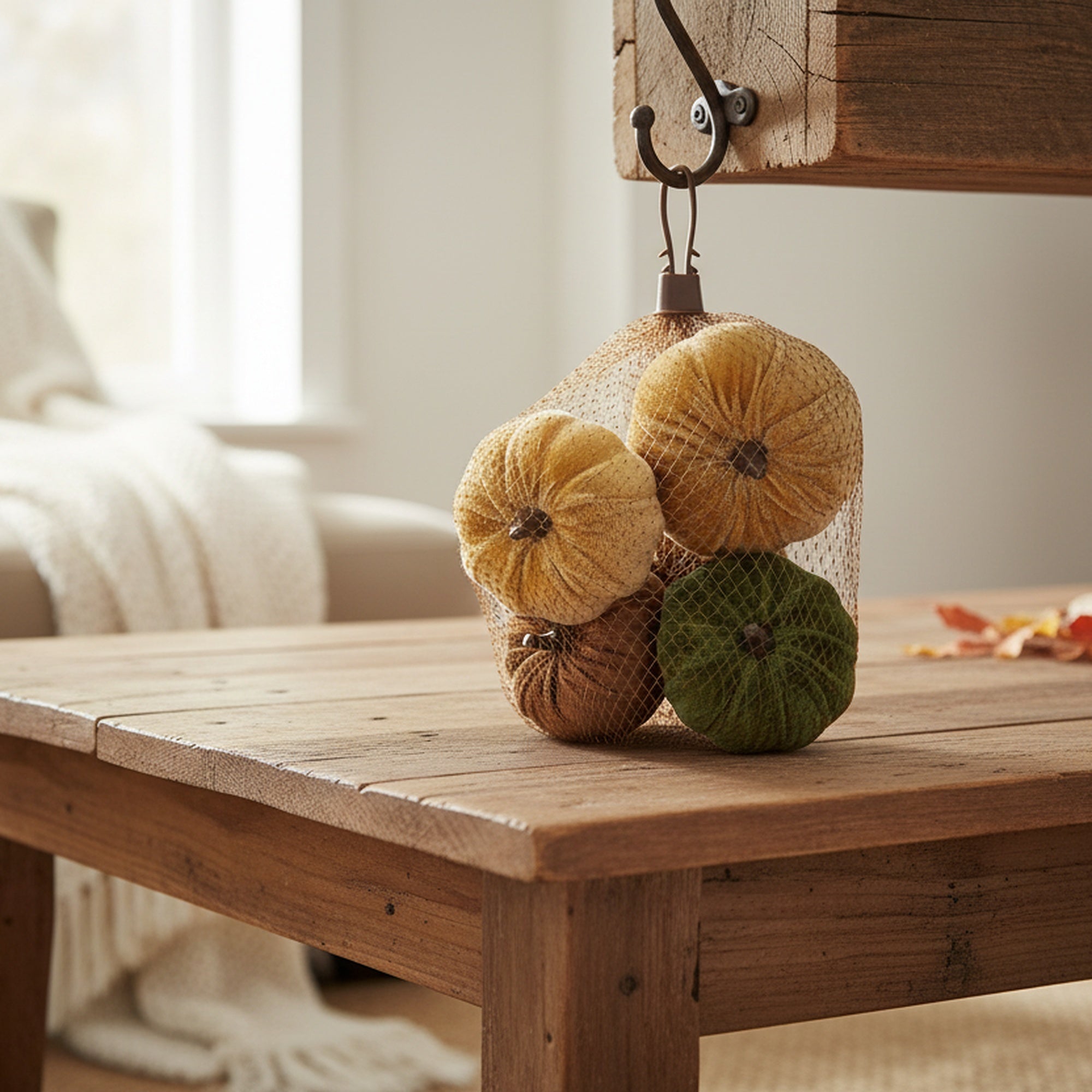 5 Pack Pumpkin Decor in Net Bag, Fall Harvest, Holiday Decor- Set of 2