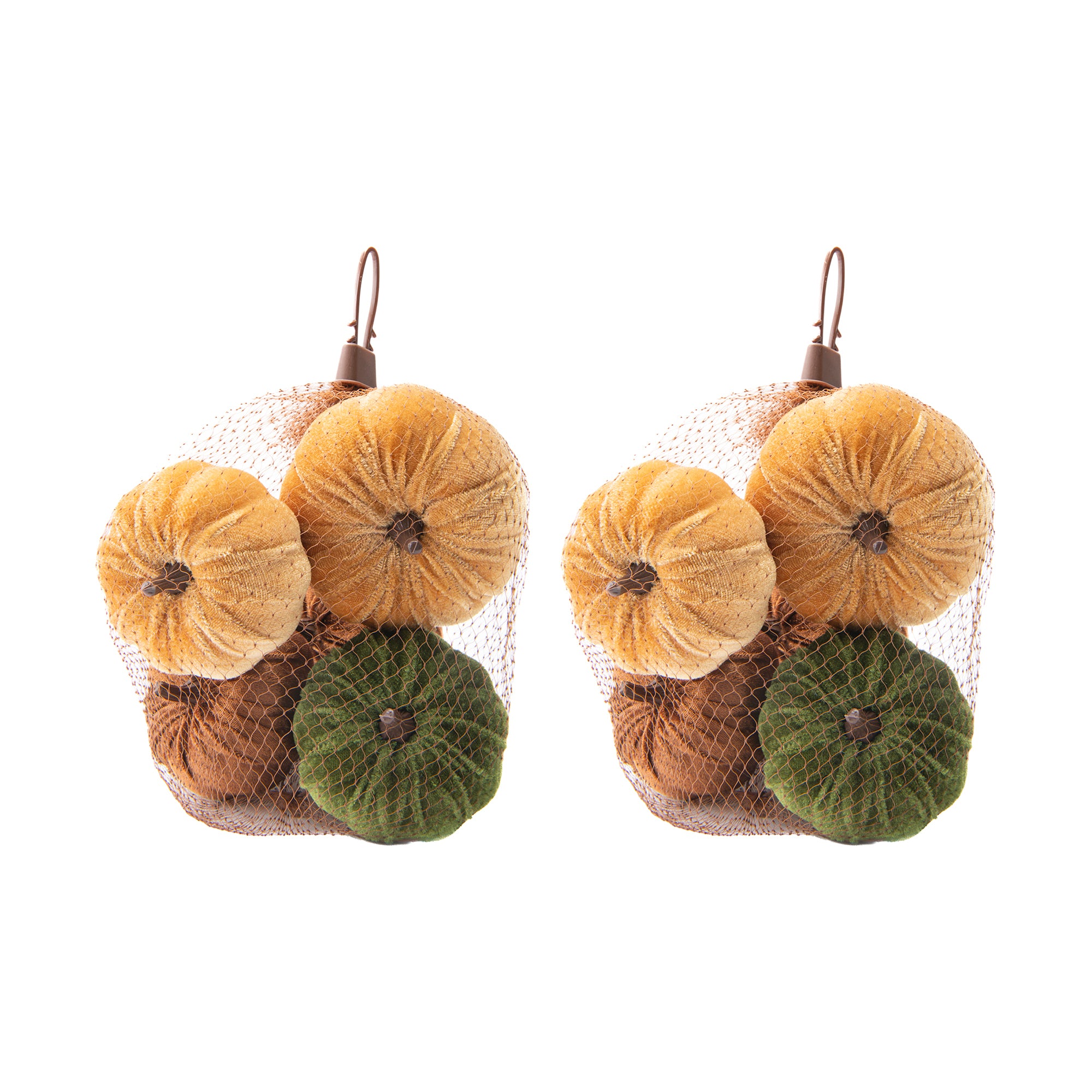 5 Pack Pumpkin Decor in Net Bag, Fall Harvest, Holiday Decor- Set of 2