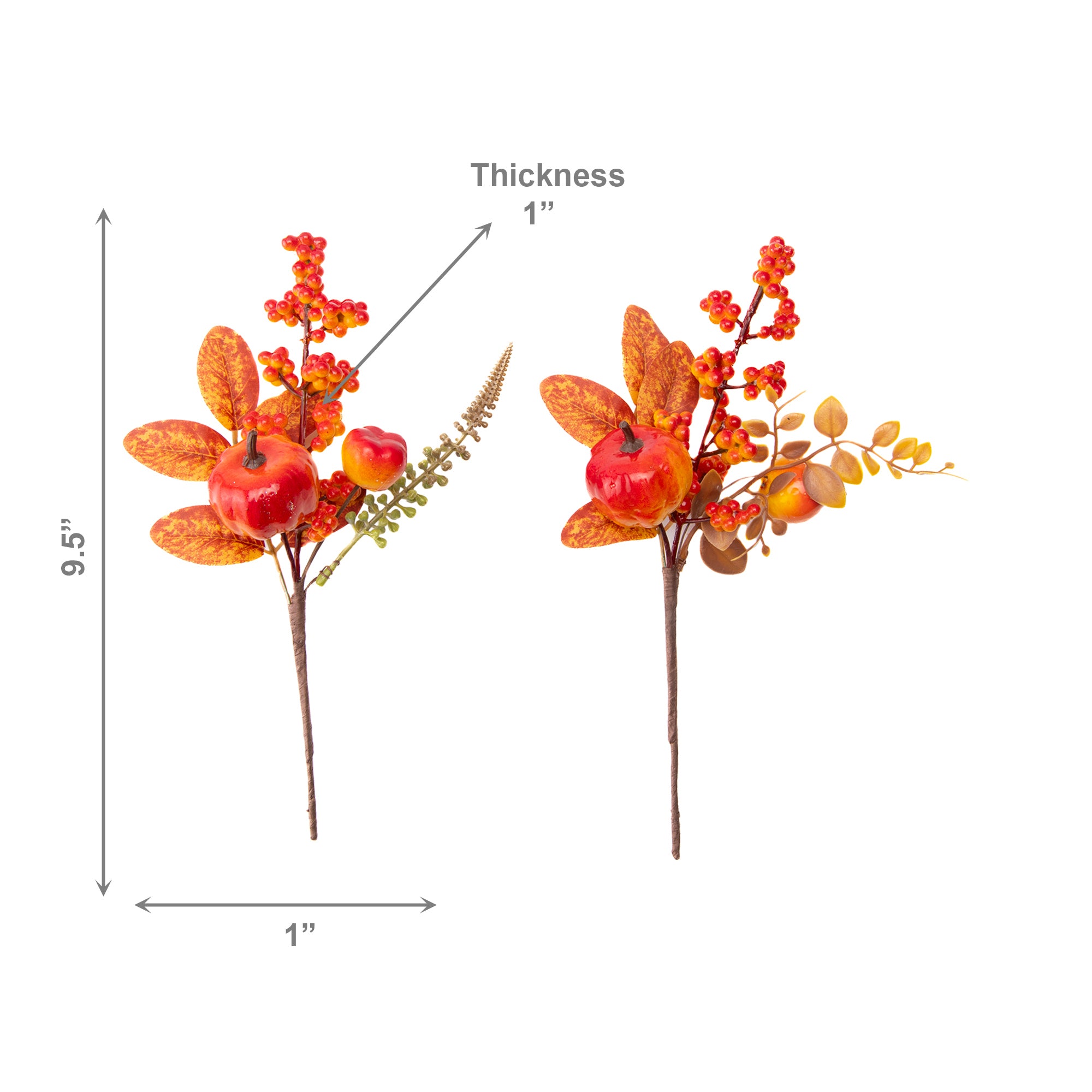 Pumpkin and Berries Pick Assorted, Fall Harvest, Floral Pick, Holiday Decor- Set of 6