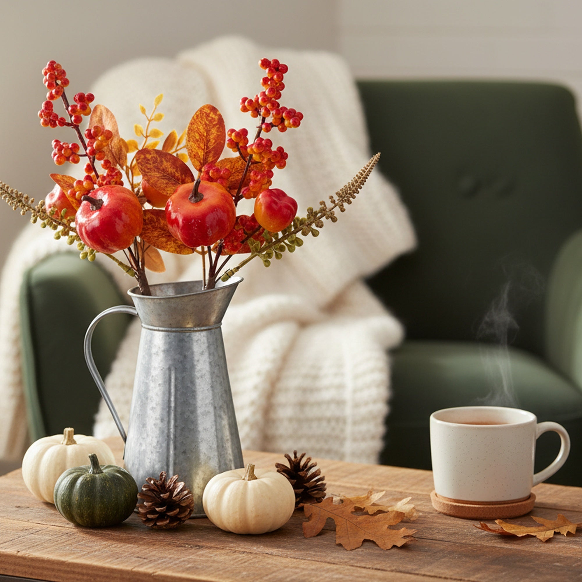 Pumpkin and Berries Pick Assorted, Fall Harvest, Floral Pick, Holiday Decor- Set of 6