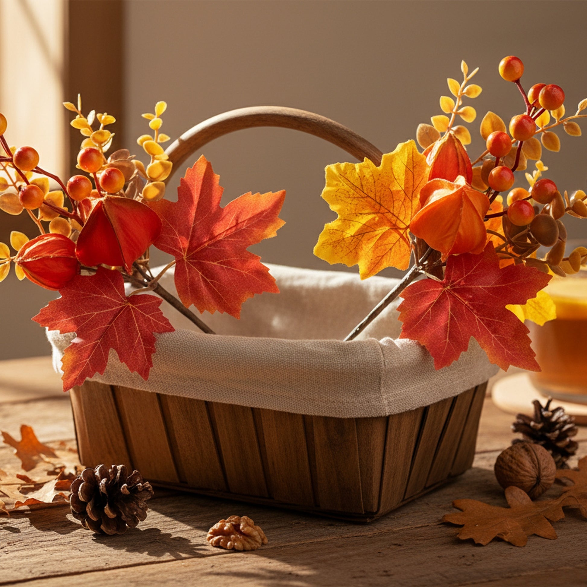 Harvest Chinese Lantern and Berries Pick Assorted, Fall Harvest, Lantern, Holiday Decor- Set of 6